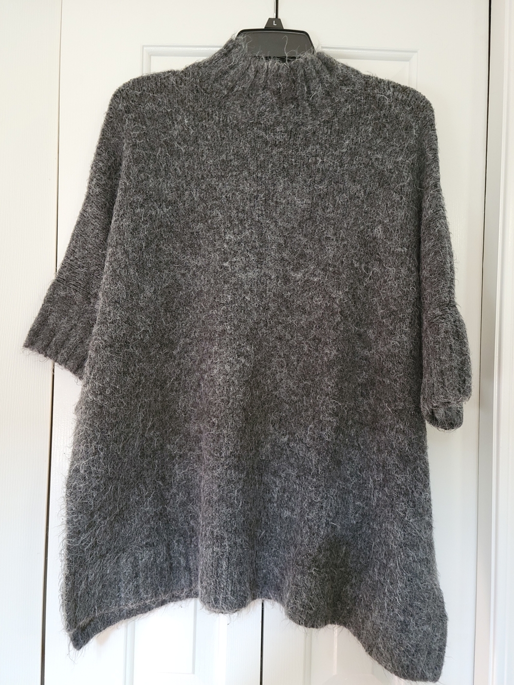 Express Heather Charcoal Fuzzy Mock Neck Sweater